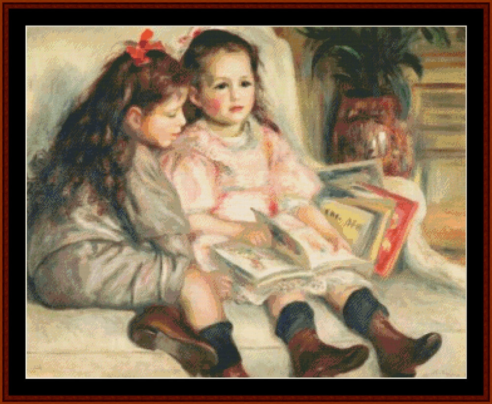 Two Girls Reading - Renoir pdf cross stitch pattern