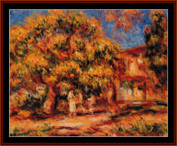 Lime Trees and Farmhouse - Renoir cross stitch pattern