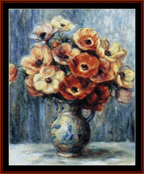 Vase with Anemones - Renoir cross stitch pattern