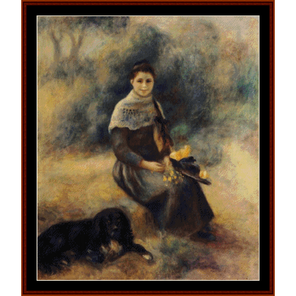 Young Girl with a Dog - Renoir cross stitch pattern