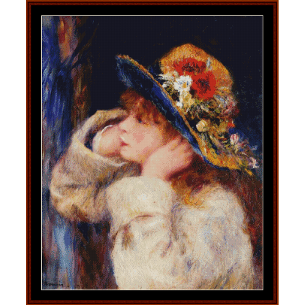 Girl in Flowered Hat - Renoir cross stitch pattern