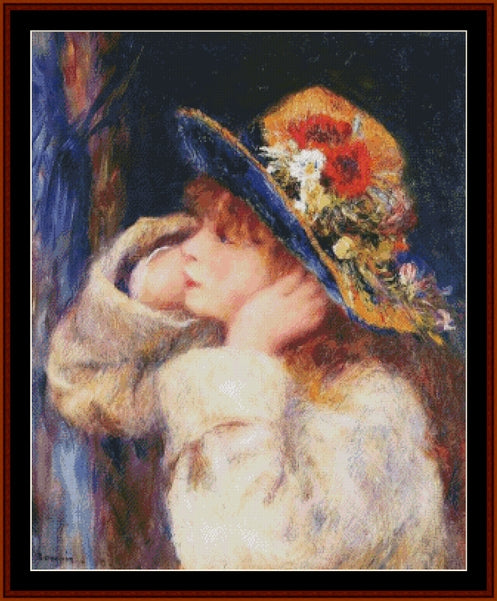 Girl in Flowered Hat - Pierre-August Renoir pdf cross stitch pattern