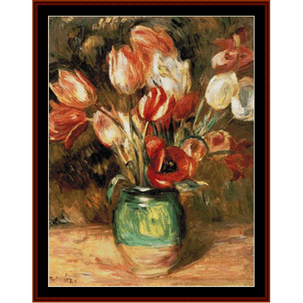 Tulips in a Vase - Renoir cross stitch pattern