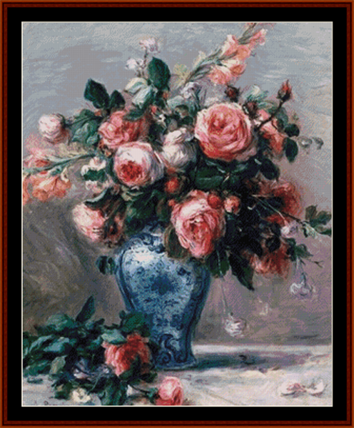 Vase of Roses II (Large) - Renoir cross stitch pattern
