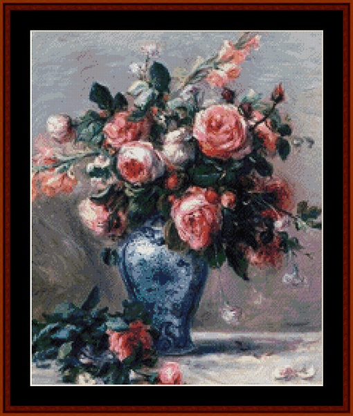 Vase of Roses II (Small) - Renoir cross stitch pattern