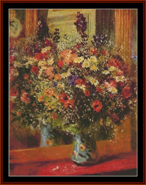 Bouquet in Front of Mirror - Renoir cross stitch pattern
