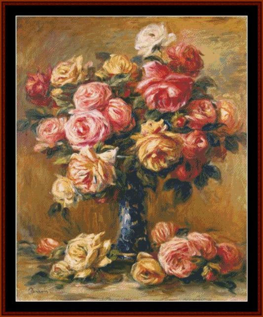 Roses in a Vase - Renoir pdf cross stitch pattern
