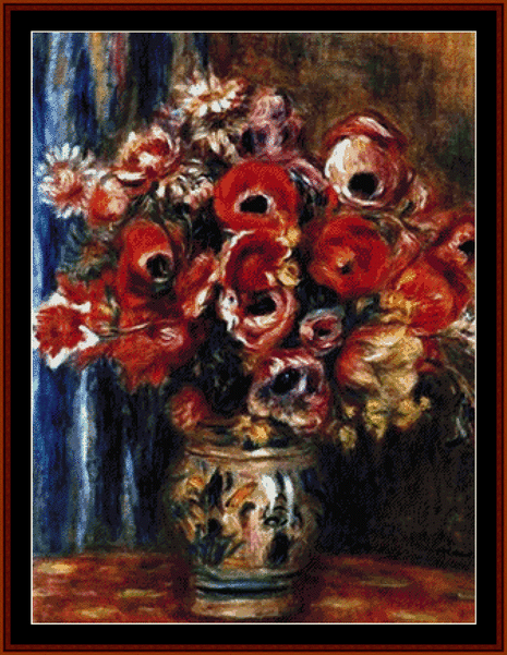 Tulips and Anemones - Renoir cross stitch pattern