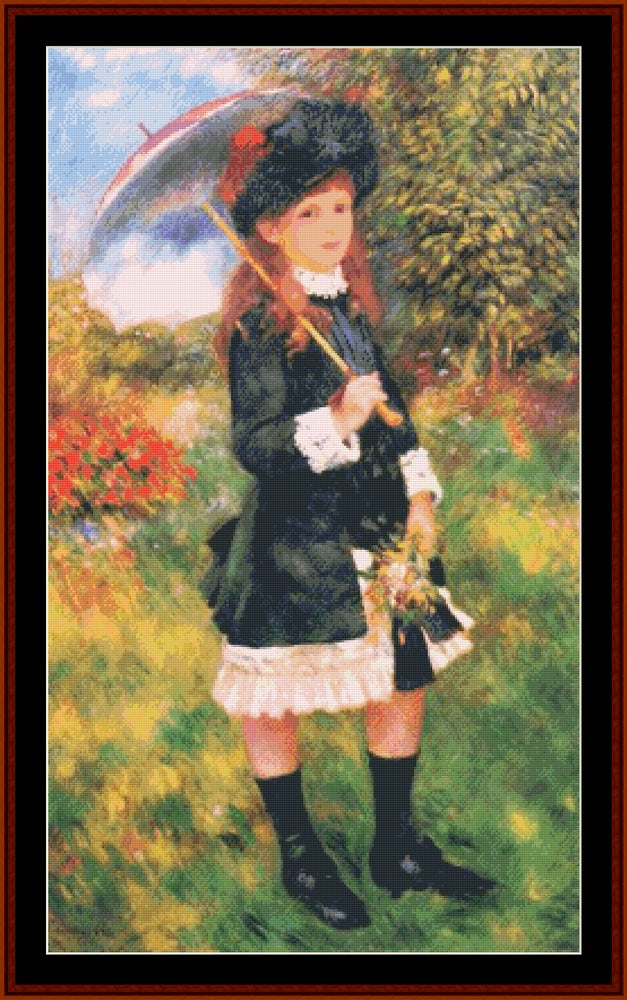 Young Girl with Parasol - Renoir cross stitch pattern