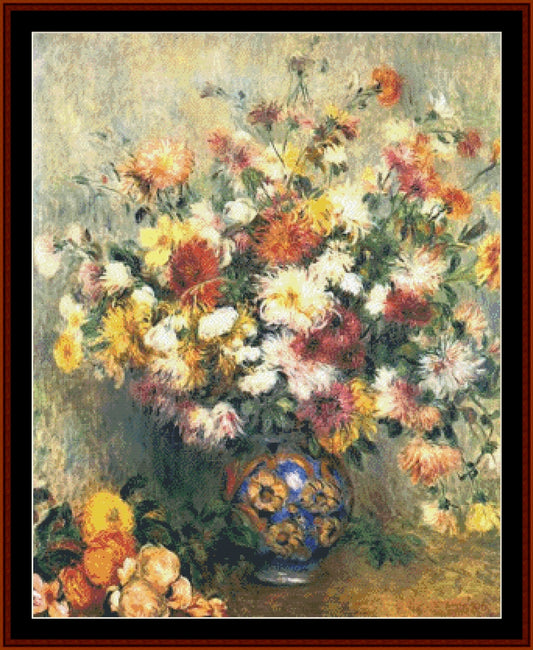Vase of Chrysanthemums - Renoir cross stitch pattern