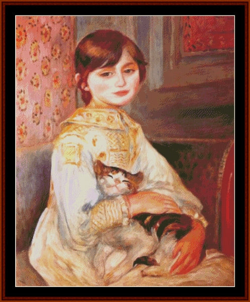 Child with Cat - Pierre Auguste Renoir pdf cross stitch pattern