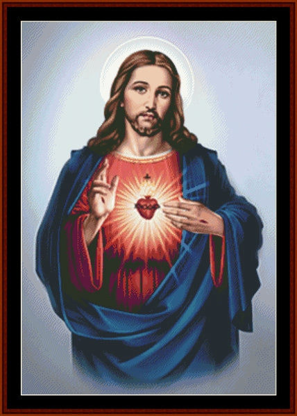 Sacred Heart of Jesus II - Religious pdf cross stitch pattern