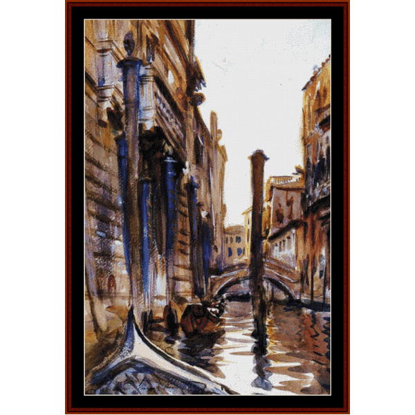 Side Canal in Venice - J.S. Sargent cross stitch pattern