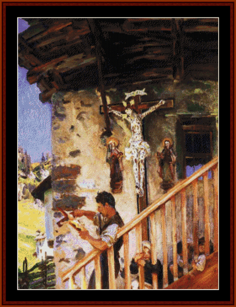 Tyrolese Crucifix - J.S. Sargent cross stitch pattern