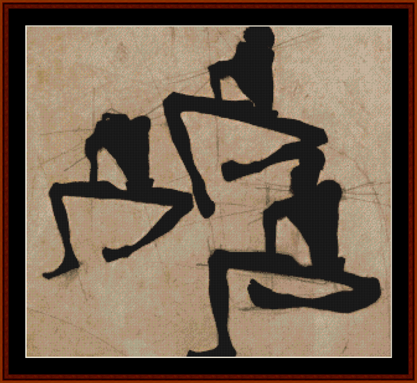 Three Male Nudes - Egon Schiele cross stitch pattern