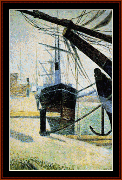 Corner of Harbor of Honfleur - Georges Seurat cross stitch pattern