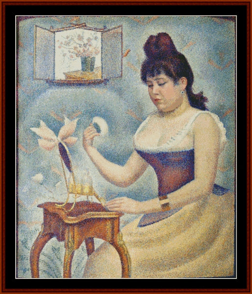 Young Woman Powdering - Georges Seurat pdf cross stitch pattern