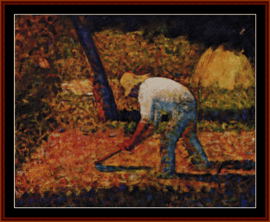 Peasant with Hoe - Georges Seurat cross stitch pattern