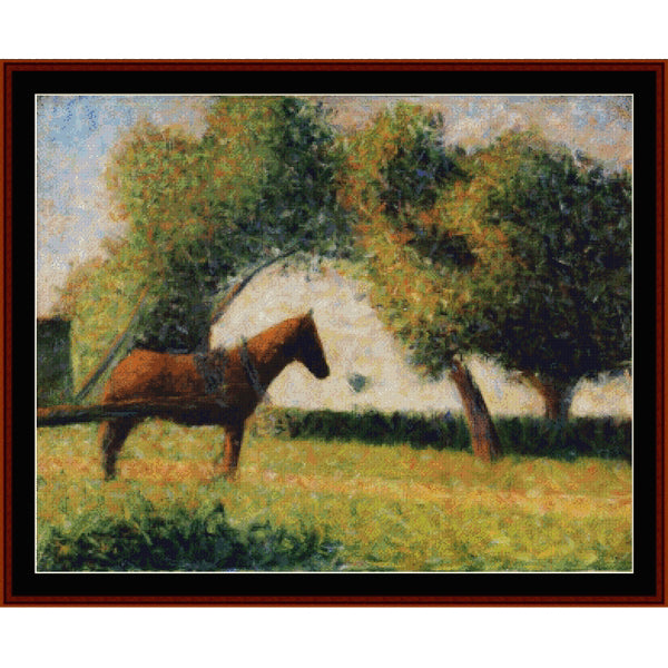 Horse Cart, 1884 by Georges Seurat pdf counted cross stitch pattern