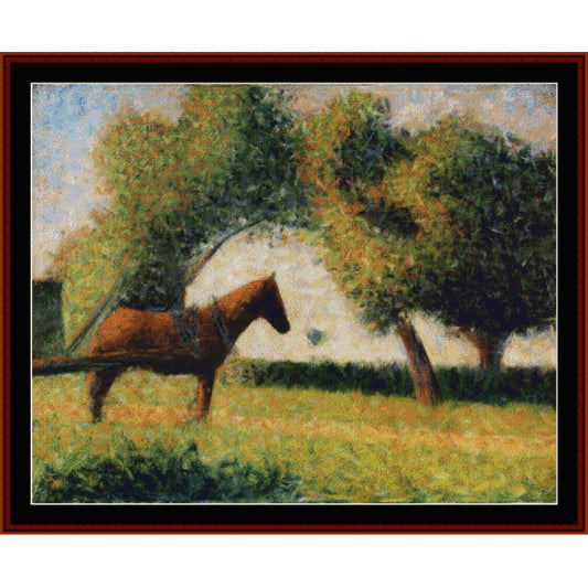 Horse Cart, 1884 by Georges Seurat pdf counted cross stitch pattern