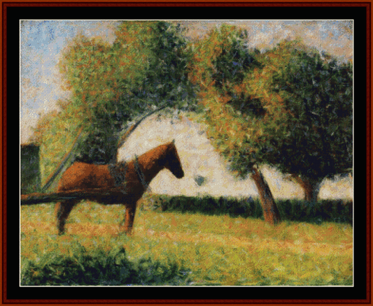 Horse Cart, 1884 - Georges Seurat pdf cross stitch pattern