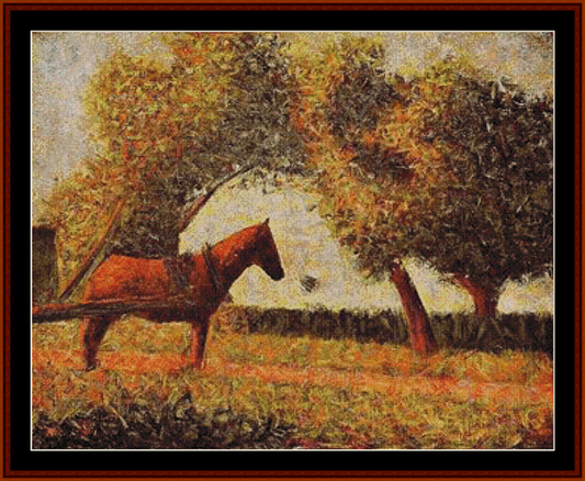 The Harnessed Horse - Georges Seurat pdf cross stitch pattern