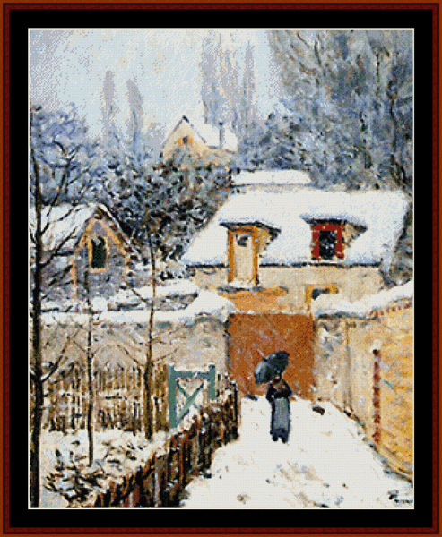 Snow at Louvecien - Alfred Sisley cross stitch pattern