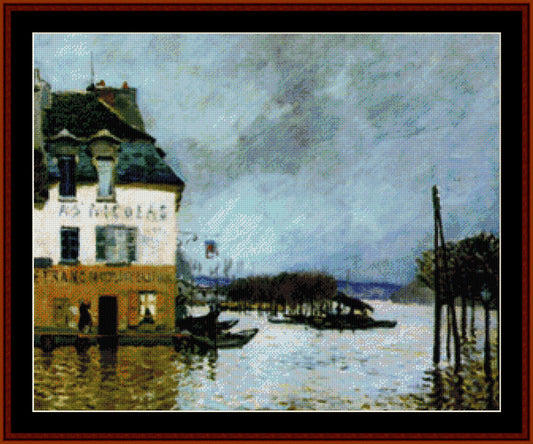 Flood at Port Marly - Alfred Sisley cross stitch pattern