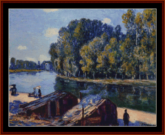 Cabins Along the Loing - Alfred Sisley cross stitch pattern