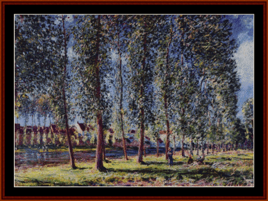 Lane of Poplars at Moret - Alfred Sisley cross stitch pattern