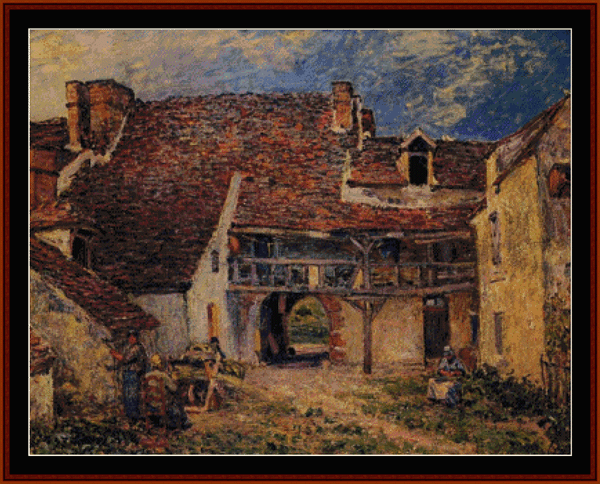 Courtyard at St. Mammes - Alfred Sisley pattern