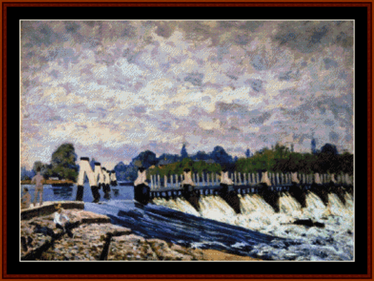 Molesley Weir - Alfred Sisley cross stitch pattern