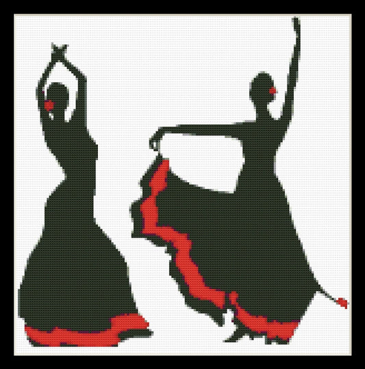 Flamenco Dancers pdf cross stitch pattern