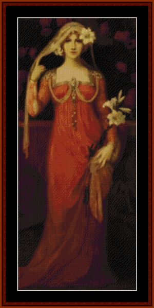 Woman in Red Dress – Elisabeth Sonrel cross stitch pattern