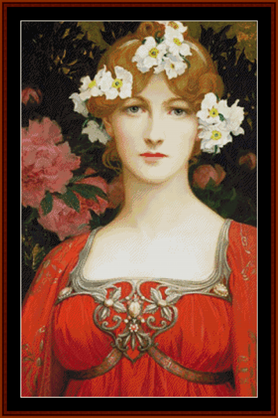 The Circlet of White Flowers – Elisabeth Sonrel cross stitch pattern