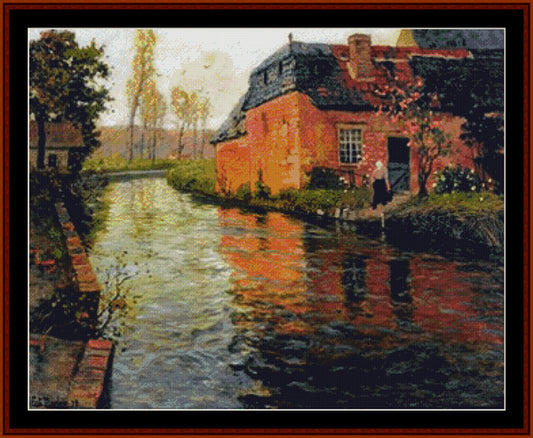 View of the La Varenne River - Fritz Thaulow pdf cross stitch pattern