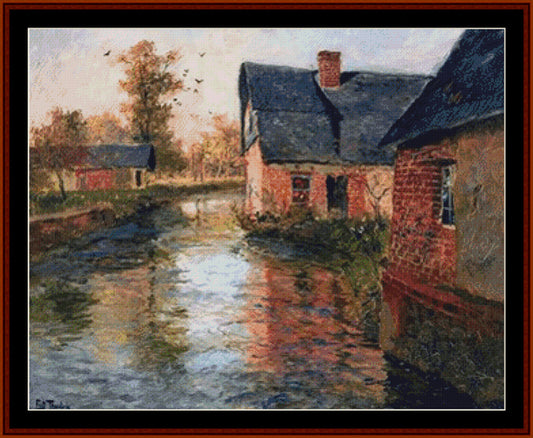 On the Banks of the Argues - Fritz Thaulow pdf cross stitch pattern