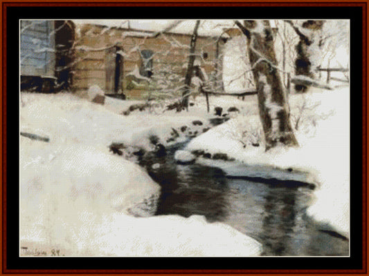 Winter Scene - Fritz Thaulow pdf cross stitch pattern