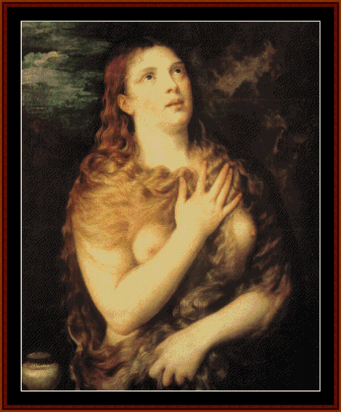 Mary Magdalene Repentant - Titian cross stitch pattern