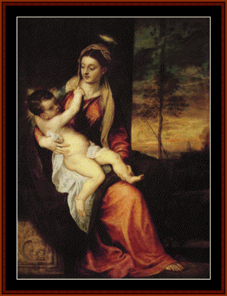 Mary with the Christ Child, 1561 - Titian cross stitch pattern