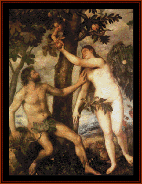 The Fall of Man, 1570 - Titian cross stitch pattern