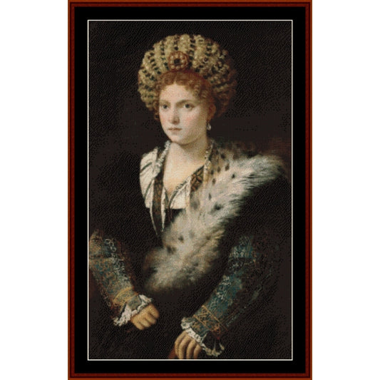 Isabella d'Este by Titian pdf counted cross stitch pattern