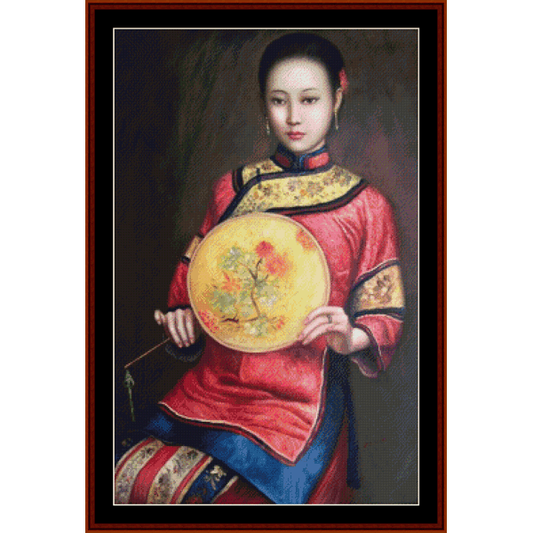 Asian Woman with Fan cross stitch pattern