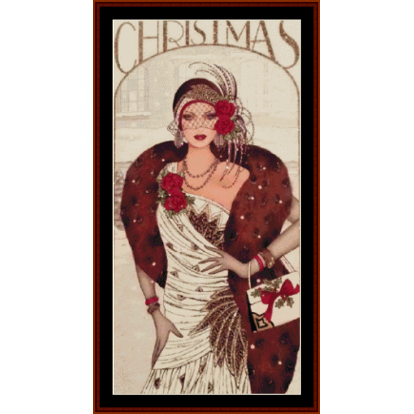 Christmas Glamour Girl cross stitch pattern