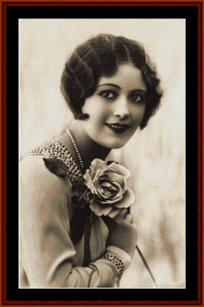 Flapper with Rose pdf cross stitch pattern