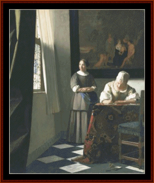 Lady Writing a Letter -  Johannes Vermeer cross stitch pattern