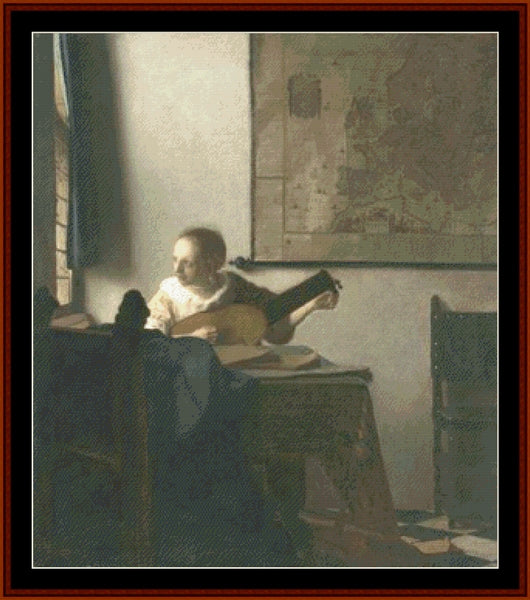 Woman with a Lute -  Johannes Vermeer cross stitch pattern