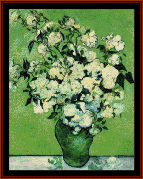 Vase of Roses - Van Gogh cross stitch pattern