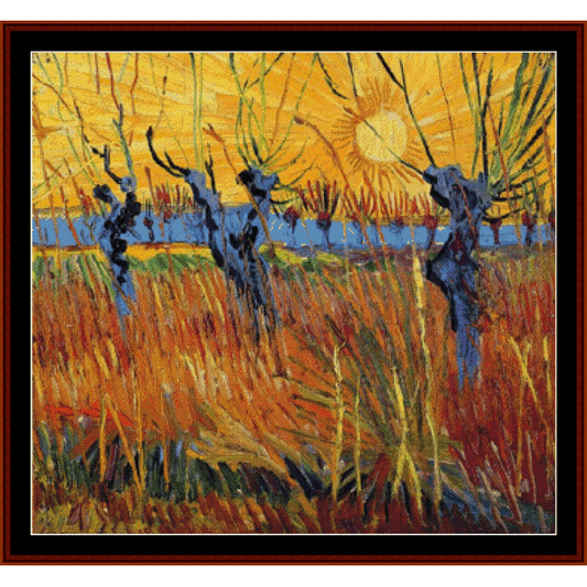Willows and Setting Sun - Van Gogh cross stitch pattern