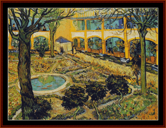 Courtyard of the Hospital - Van Gogh cross stitch pattern